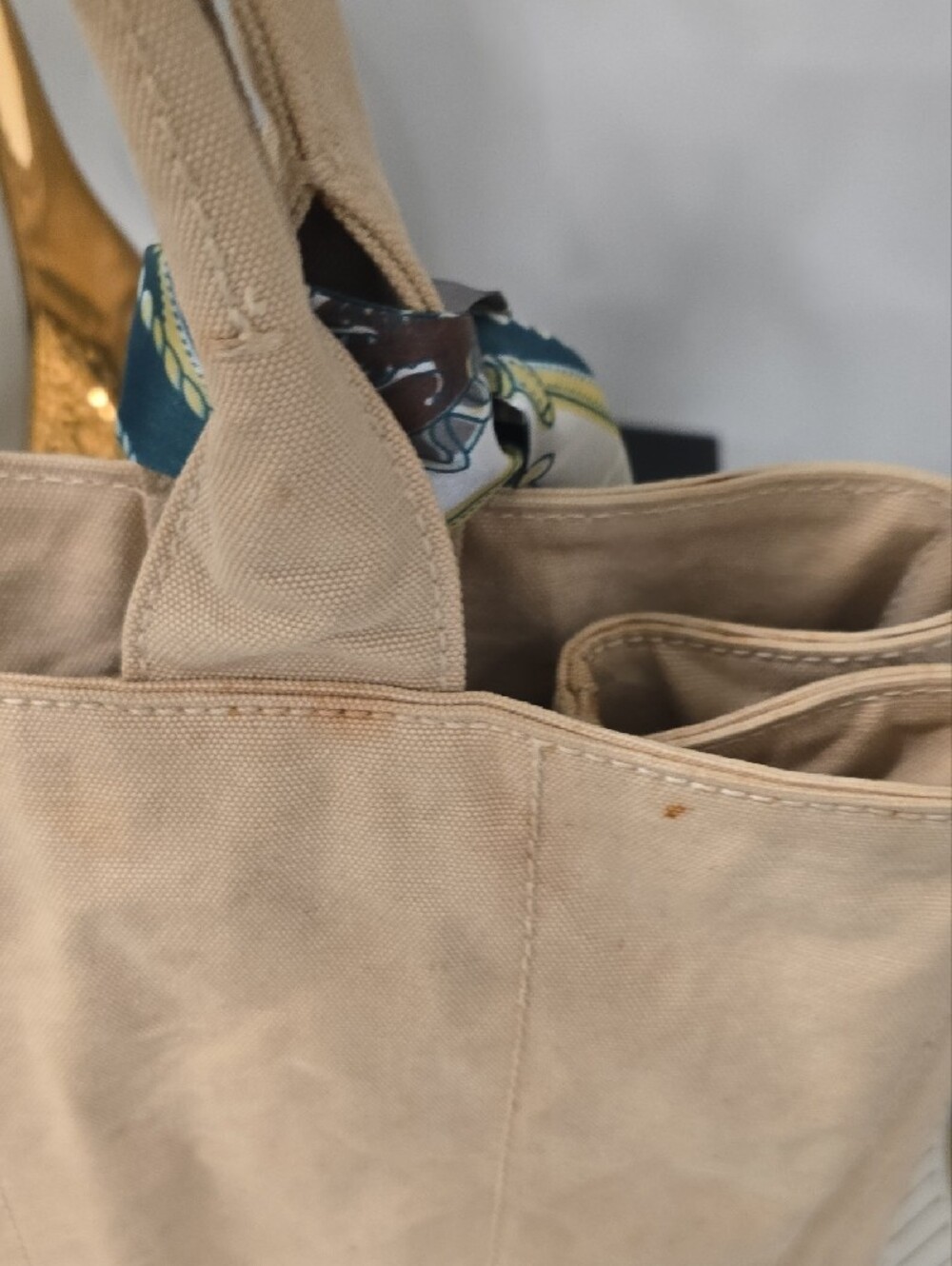 Prada Light Beige Canvas Denim Tote with Top Handles - Picture 12 of 16